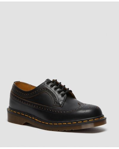 Dr. Martens Cuero zapatos blucher 3989 vintage de piel quilon calada - Negro