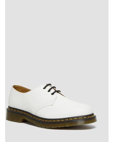 Dr. Martens 1461 Yellow Stitch Leather Oxford Shoes - White