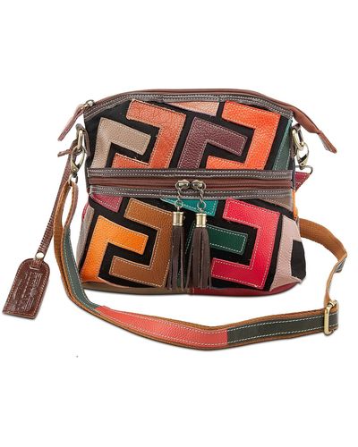 Spring Step Adventure Leather Crossbody Bag - Red