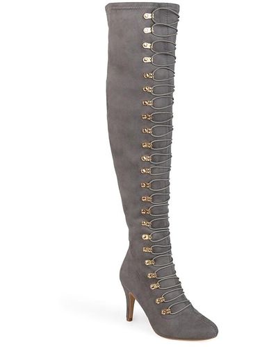 Journee Collection Trill Wide Calf Thigh High Boot - Gray