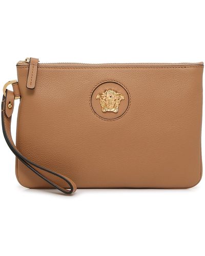 Versace Leather Zip Pouch - Natural
