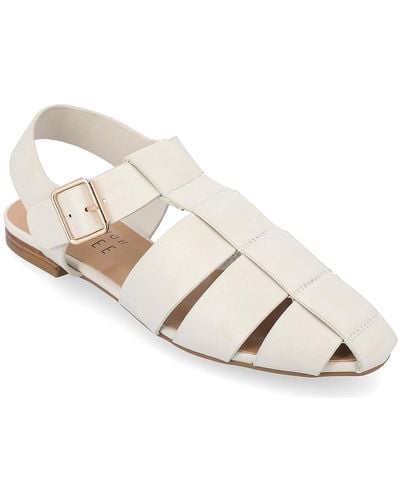 Journee Collection Cailinna Fisherman Sandal - White