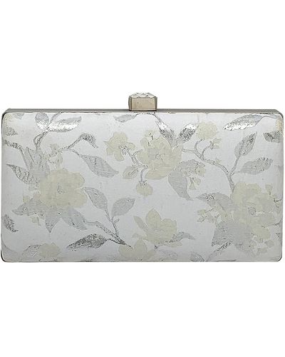 La Regale Linen Clutch With Lucite Bar Clutch, Charcoal, One Size