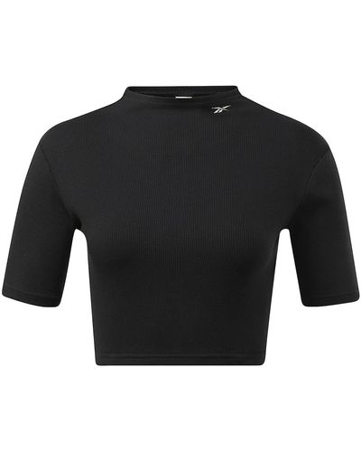 Reebok Short Sleeve Rib Cropped Shirt - Black