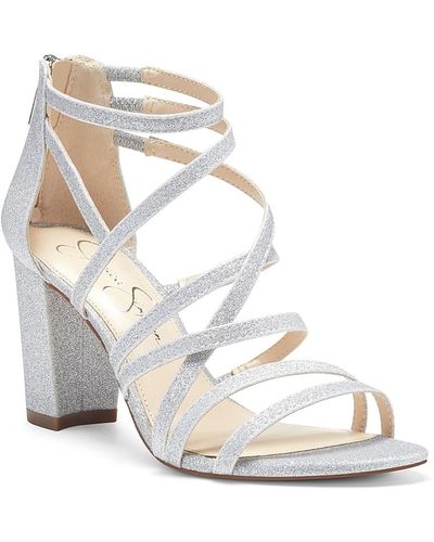 Jessica Simpson Stassey Glitter Strappy Block Heel Sandals - Metallic