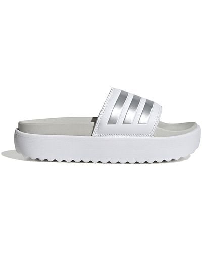adidas Adilette Platform Slide Sandal - White