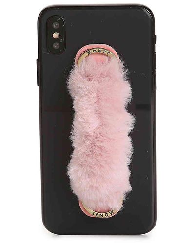 Monet Furry Cell Phone Hand Grip - Pink