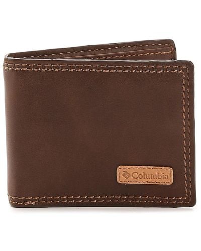 Columbia Security Leather Bifold Wallet - Brown