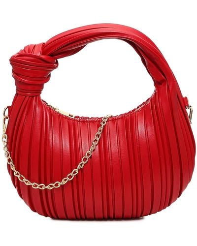 Kelly & Katie Pleated Knotted Hobo Bag - Red
