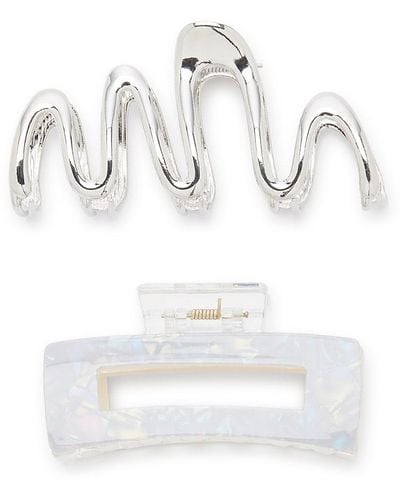 Kelly & Katie Squiggly Claw Hair Clip Set - White