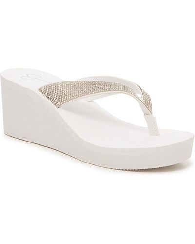 Jessica Simpson Meriana Wedge Flip Flop - White