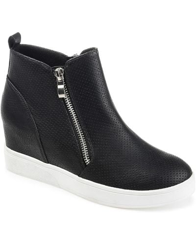 Journee Collection Pennelope High-top Wedge Sneaker - Black