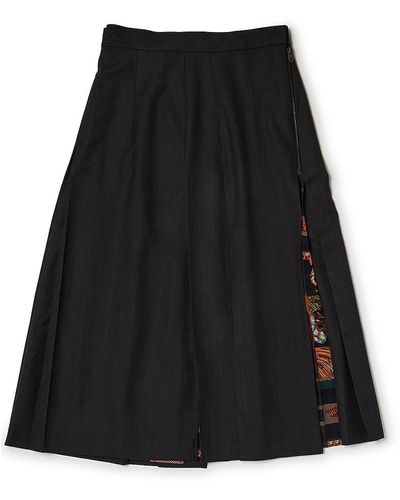 Ferragamo Pleated Midi Skirt - Black
