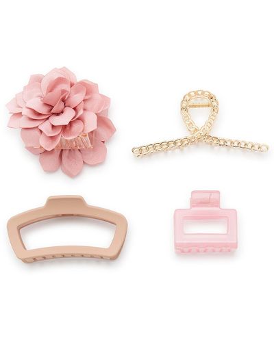 Kelly & Katie Floral Claw Hair Clip Set - Pink