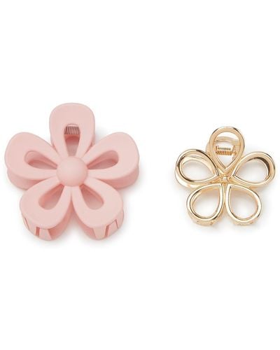 Kelly & Katie Flower Outline Hair Clips - Pink