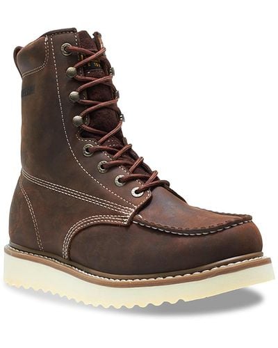 Wolverine Loader 8" Soft Toe Wedge Work Boot, Brown, 13 3e Us
