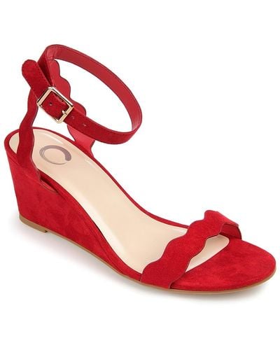 Journee Collection Loucia Wedge Sandal - Red