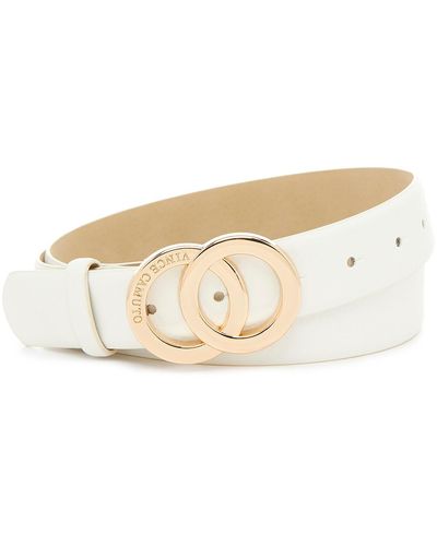 Vince Camuto Double Ring Buckle Belt - White