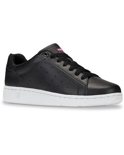 thumbnail image 2 of K Swiss Classic All Black Leather Toddler Sneakers - Low Top, Laces, Sizes 2-9 2 of 6