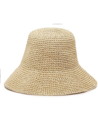 Crown Vintage Straw Crochet Bucket Hat - Natural