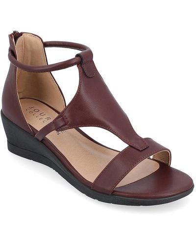 Journee Collection Trayle Wedge Sandal - Red