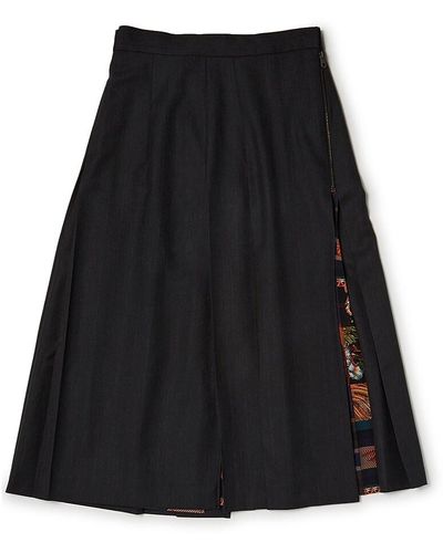 Ferragamo Pleated Midi Skirt - Black