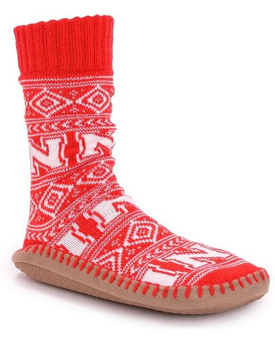 Muk Luks Game Day Unisex Slipper Socks - Red