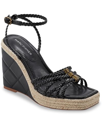 Marc Fisher Hayla Square Toe Wedge Dress Sandals - Black