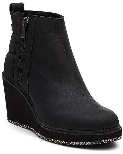 toms black wedge booties