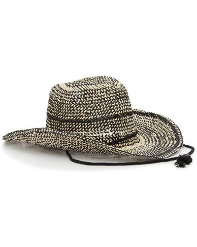 Crown Vintage Woven Cowboy Hat - Black