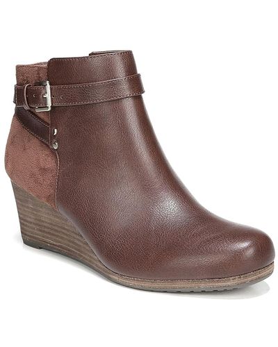 Dr. Scholls Double Medium/Wide Wedge Booties - Brown