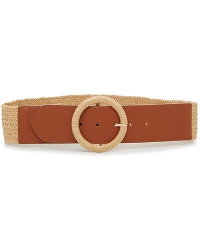 Crown Vintage Raffia Stretch Belt - Brown