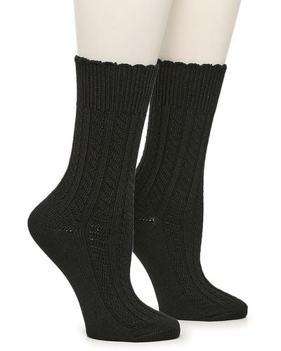 Kelly & Katie Super Soft Cable-knit Crew Socks - Black