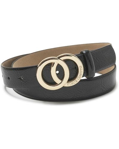 Vince Camuto Double Ring Buckle Belt - Black