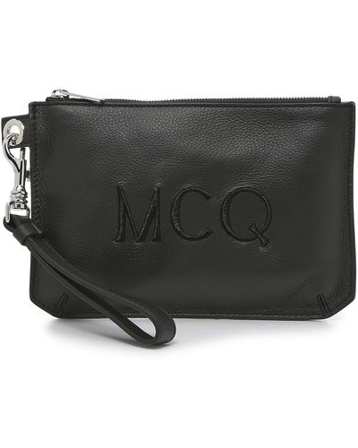McQ Logo Stitched Leather Wristlet - Black