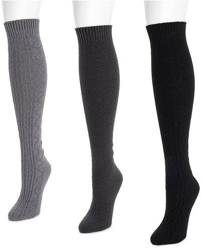 Muk Luks Knit Knee Socks - Black
