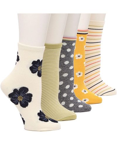 Crown Vintage Floral Stripe Ankle Sock - Black