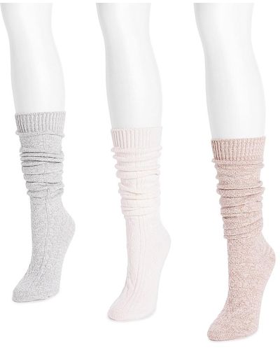Muk Luks Knit Knee Socks - White
