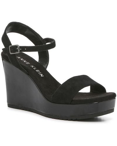 Anne Klein Windsor Wedge Sandal - Black