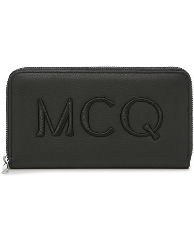 McQ Logo Stitched Leather Wallet - Black