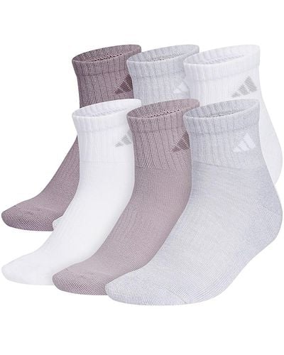 adidas Athletic Cushioned Quarter Ankle Socks - Purple