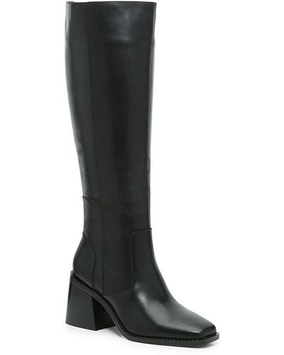 Vince Camuto Size 7 Louise et Cie Voshell tall combat black knee leather  boots