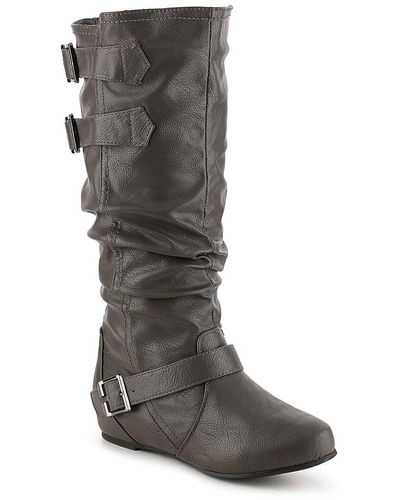 Journee Collection Tiffany Extra Wide Calf Wedge Boot - Gray