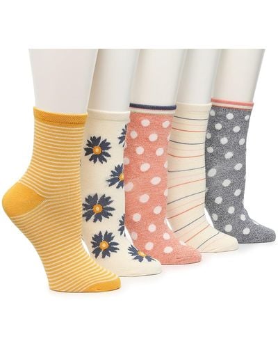 Crown Vintage Floral Striped Dot Ankle Socks - Multicolor