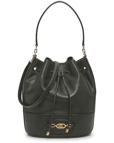 Lauren by Ralph Lauren Andie 25 Leather Bucket Bag - Black
