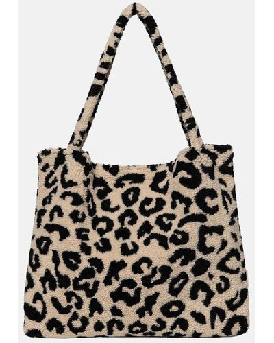 Studio Noos Mom-bag Shopper Leopard Teddy Holy Cow - Zwart