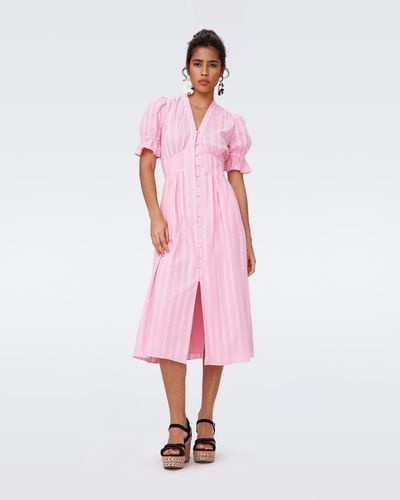 Diane von Furstenberg Erica Cotton Midi Dress By Diane Von Furstenberg - Pink