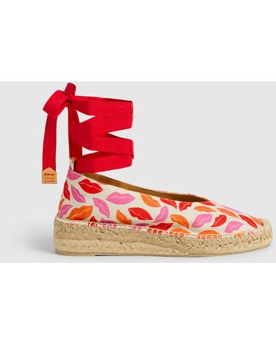 Diane von Furstenberg X Castañer Gea Wrap Espadrille Flat By Diane Von Furstenberg - Red