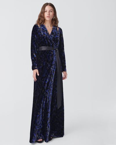 Diane von Furstenberg Pogue Velvet Wrap Dress By Diane Von Furstenberg - Blue