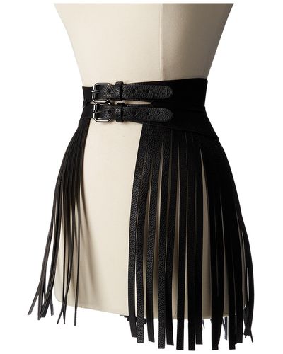 BCBGMAXAZRIA Fringe Skirt Contour Waist Belt - Black